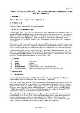 Deletion of Cephalotus Follicularis from Appendix II