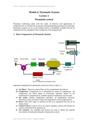 Pneumatic Systems Lecture 1 Pneumatic System