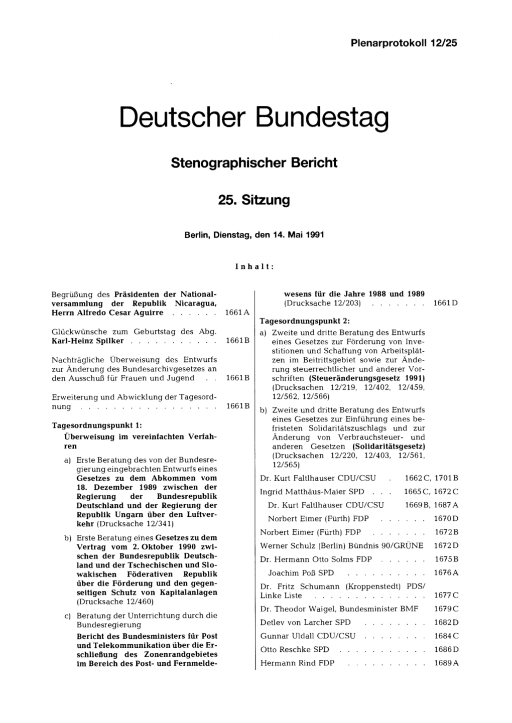 Deutscher Bundestag Nachtrag Zum Stenographischen