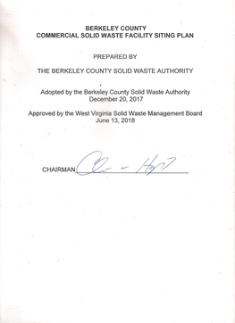 Berkeley County Commercial Solid Waste Facility Siting Plan