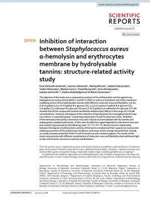 Inhibition of Interaction Between Staphylococcus Aureus Α