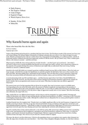 Why Karachi Burns Again and Again \226 the Express Tribune