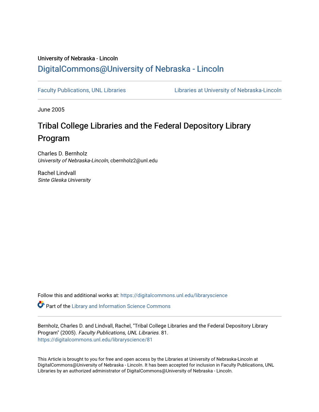 Tribal College Libraries and the Federal Depository Library Program