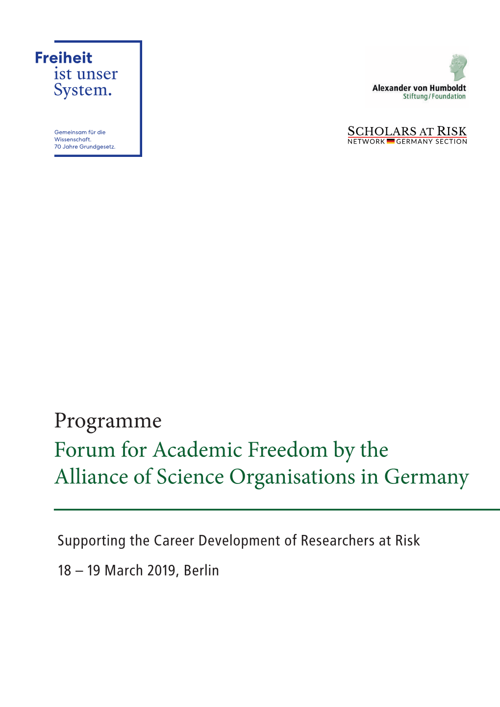 Programme Forum for Academic Freedom by the Alliance of Science Organisations in Germany