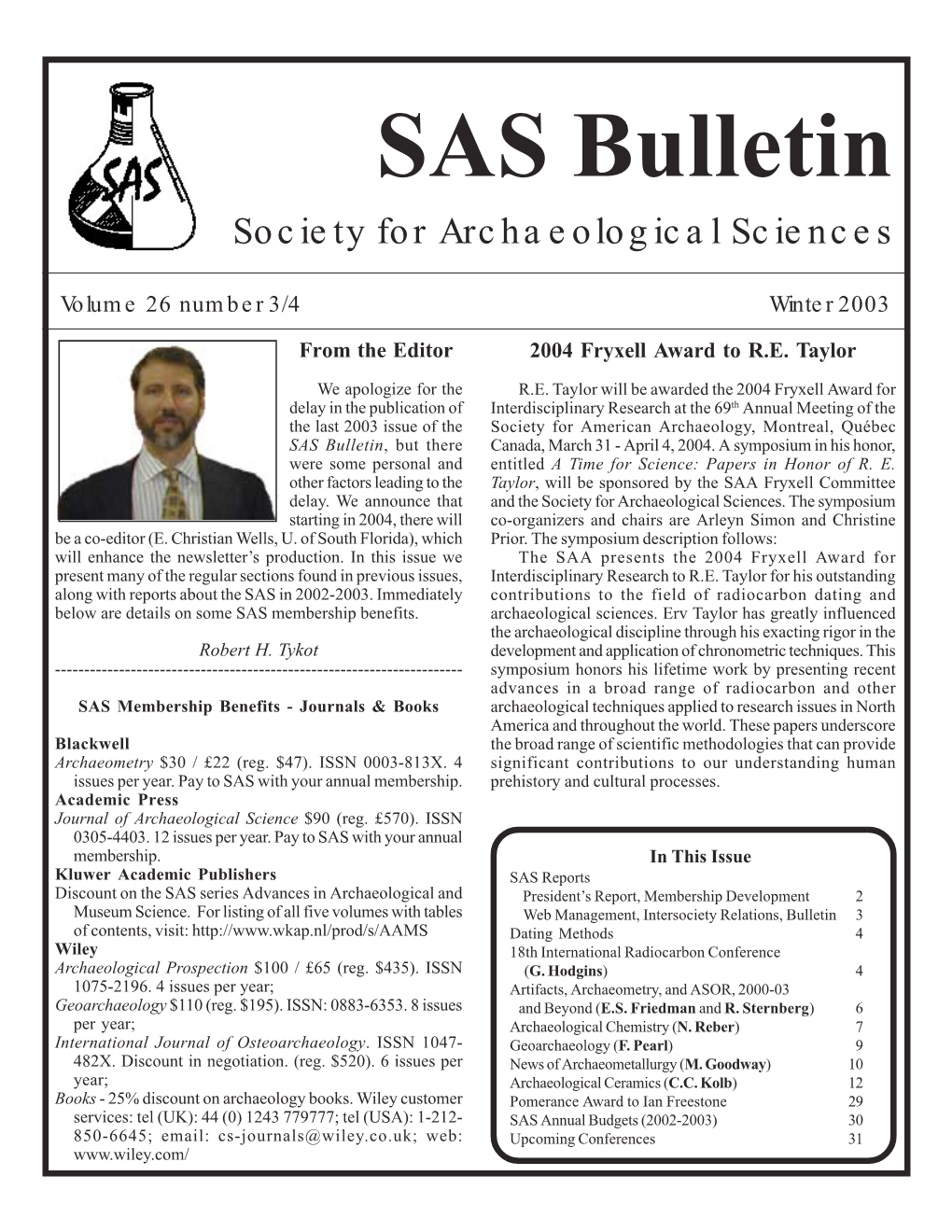 SAS Bulletin Society for Archaeological Sciences