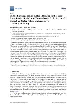 Public Participation in Water Planning in the Ebro River Basin (Spain) and Tucson Basin (U.S., Arizona): Impact on Water Policy and Adaptive Capacity Building
