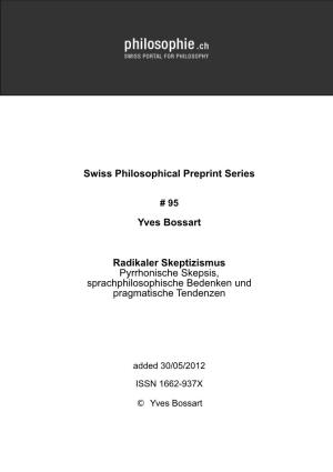 Swiss Philosophical Preprint Series Yves Bossart Radikaler
