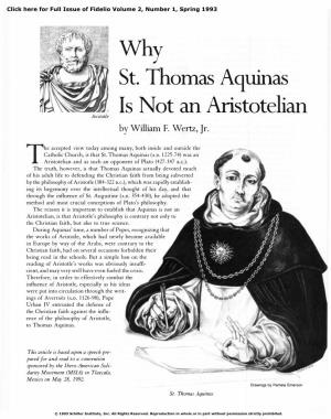 Why St. Thomas Aquinas Is Not an Aristotelian