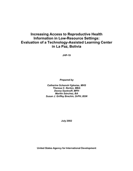 Evaluation of a Technology-Assisted Learning Center in La Paz, Bolivia