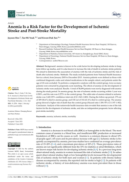 Anemia Is a Risk Factor for the Development of Ischemic Stroke and Post-Stroke Mortality