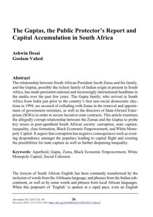 The Guptas, the Public Protector's Report and Capital Accumulation In