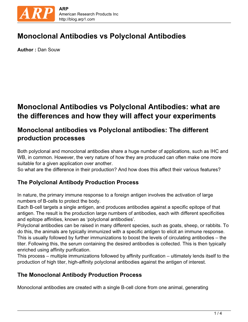 Monoclonal Antibodies Vs Polyclonal Antibodies