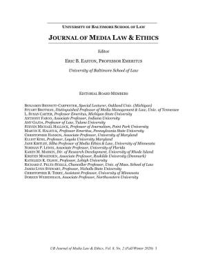 Journal of Media Law & Ethics