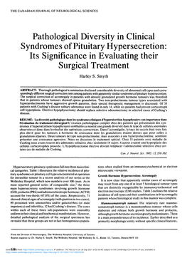 Pathological Diversity in Clinical Syndromes of Pituitary Hypersecretion: Its Significance in Evaluating Their Surgical Treatment Harley S