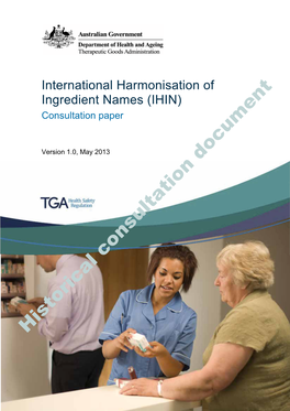 Consultation Paper: International Harmonisation of Ingredient Names