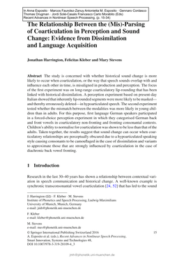 Parsing of Coarticulation in Perception and Sound Change: Evidence from Dissimilation and Language Acquisition