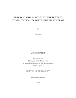 Privacy and Integrity Preserving Computation in Distributed Systems