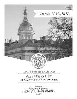 Analysis of the New Jersey Budget Department of Banking and Insurance