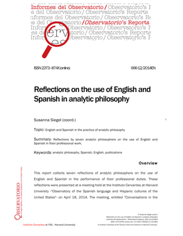 Reflections on the Use of English and Spanish in Analytic Philosophy