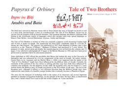 Papyrus D' Orbiney Tale of Two Brothers