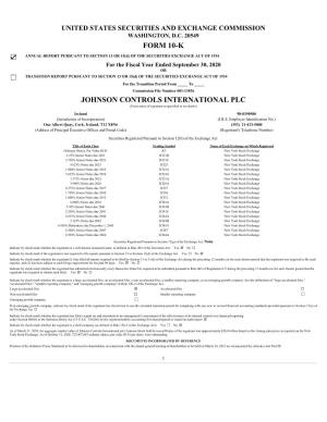 Form 10-K Johnson Controls International