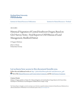 Historical Vegetation of Central Southwest Oregon, Based on GLO Survey Notes : Final Report to USDI Bureau of Land Management, Medford District