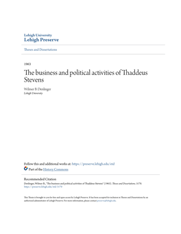 The Business and Political Activities of Thaddeus Stevens Wilmer B