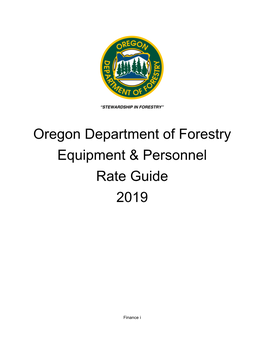 Oregon Department of Forestry Equipment & Personnel Rate Guide 2019