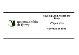 Housing Land Availability Study 1 April 2015 Schedule of Sites