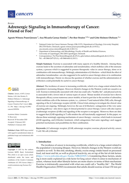 Adrenergic Signaling in Immunotherapy of Cancer: Friend Or Foe?