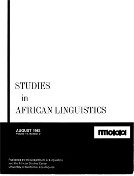 Studies African Linguistics