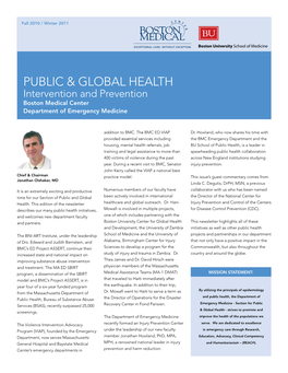 Public & Global Health Newsletter, Winter 2011
