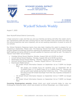 Wyckoff Schools Weekly