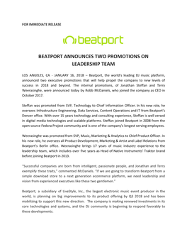 Beatport Announces Two Promotions on Leadership Team