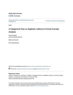 A Categorical View on Algebraic Lattices in Formal Concept Analysis