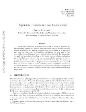 Dispersion Relations in Loop Calculations