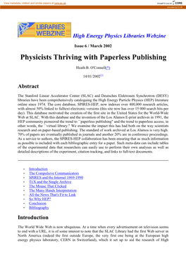 Physicists Thriving with Paperless Publishing