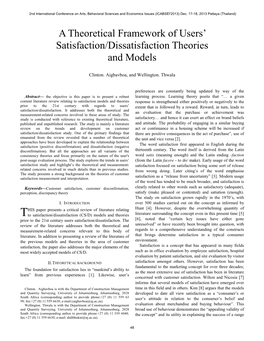 A Theoretical Framework of Users Satisfaction/Dissatisfaction Theories