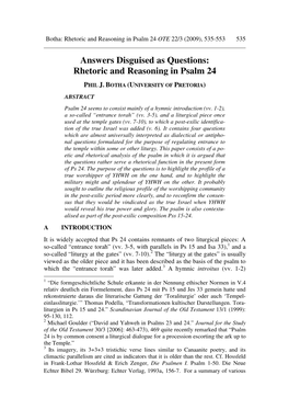 Answers Disguised As Questions: Rhetoric and Reasoning in Psalm 24