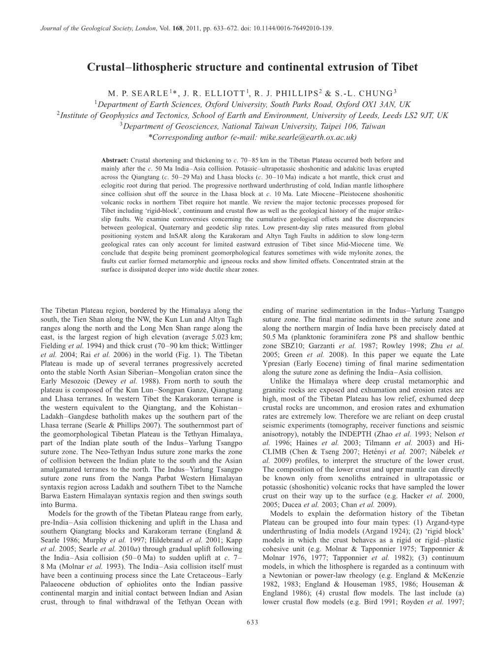 Crustal–Lithospheric Structure and Continental Extrusion of Tibet