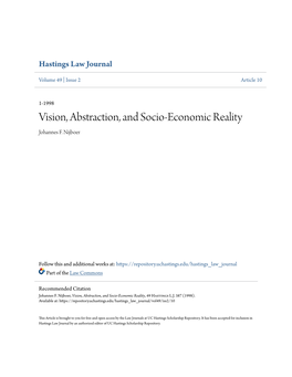 Vision, Abstraction, and Socio-Economic Reality Johannes F