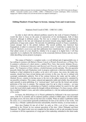 Editing Flaubert: from Paper to Screen