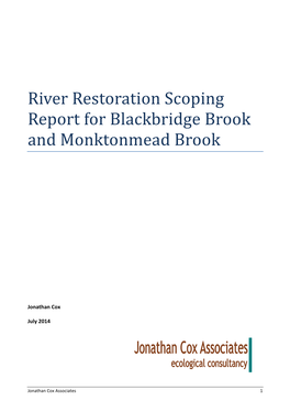 Blackbridge Brook and Monkton Mead River Restoration Scoping Report