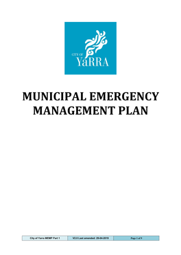Municipal Emergency Management Plan (MEMP)