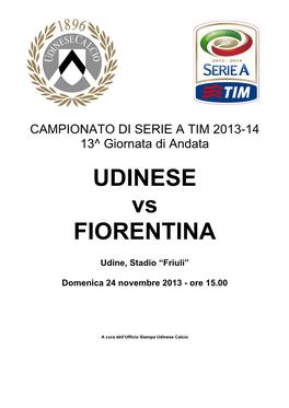 UDINESE Vs FIORENTINA