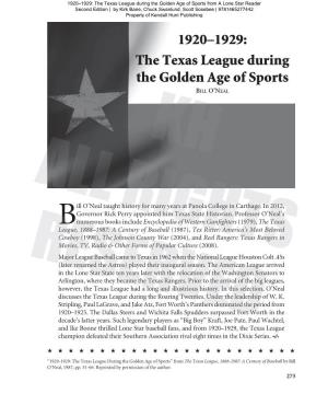 The Texas League During the Golden Age of Sports
