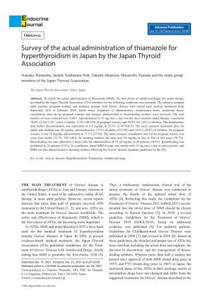 Survey of the Actual Administration of Thiamazole for Hyperthyroidism in Japan by the Japan Thyroid Association