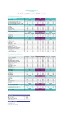 From Chambéry Airport to Ski Resorts from Ski Resorts to Chambéry Airport Tarifs / Prices CHAMBÉRY AIRPORT