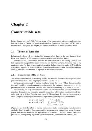 Chapter 2 Constructible Sets