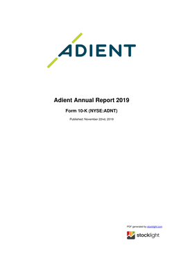 Adient Annual Report 2019